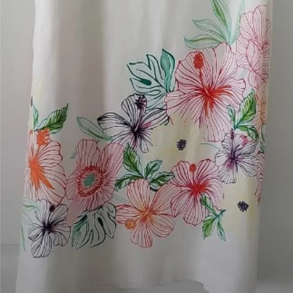 TOMMY BAHAMA White Linen Dress Size small  w/beautiful flowers - Picture 3 of 4